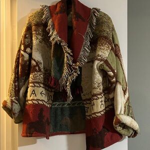 Painted pony vintage jacket one size tapestry blanket jacket 100% cotton
